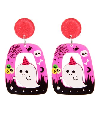 New European and American Halloween cartoon earrings acrylic funny personality earrings ghost pumpkin skull pendant earrings