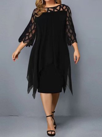 Mesh Regular Fit Plain Casual Dress