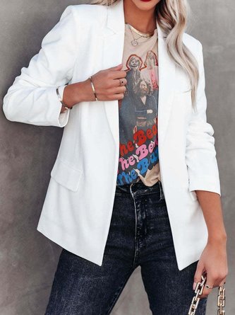 Lapel Collar Plain Casual Loose Blazer