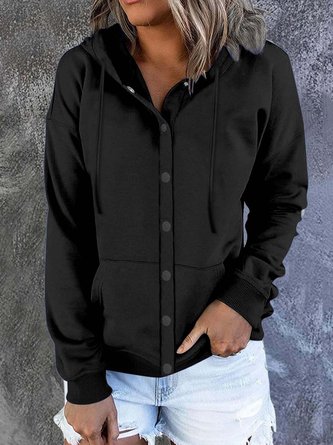 Casual Loose Plain Hoodie Hoodie