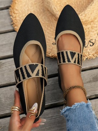 Casual High-Elastic Mesh Fabric Color Block Mary Jane Shoes