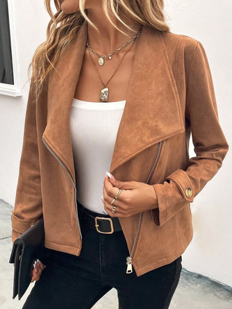 Plus Size Shawl Collar Casual Suede Loose Jacket