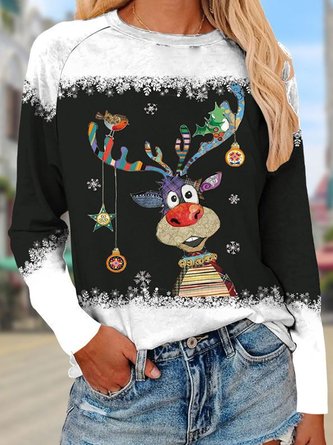 Crew Neck Loose Christmas Casual T-Shirt