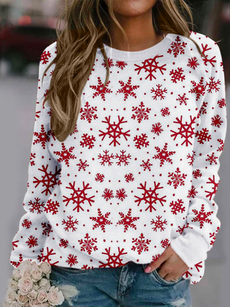 Crew Neck Christmas Casual Sweatshirt
