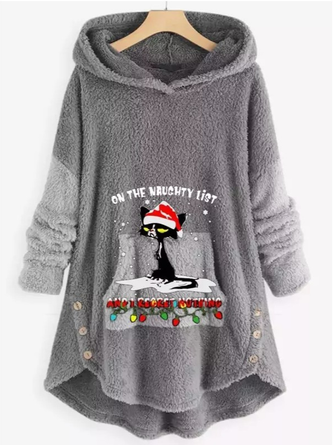 Casual Fluff/Granular Fleece Fabric Hoodie Loose Hoodie
