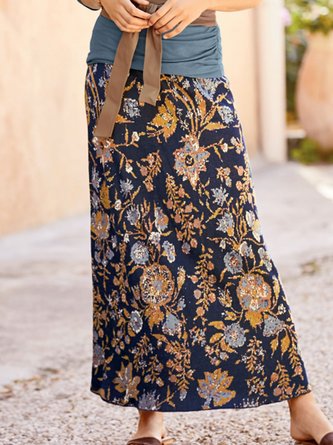 Casual Floral Printed Skirt