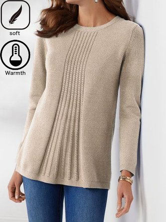 Loose Plain Jacquard Casual Sweater