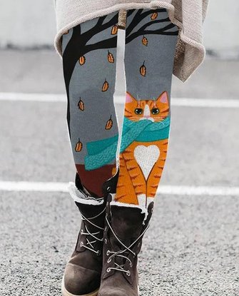 Casual Tight Knitted Cat Legging