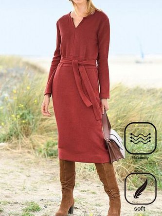 Casual Regular Fit Notched Dress