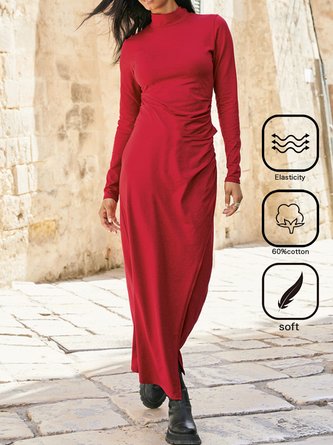 Loose Casual Cotton-Blend Dress With No