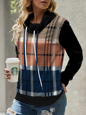 Plaid Loose Casual Sweatshirt