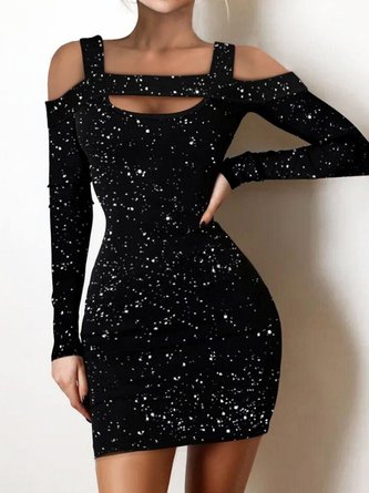 Cold Shoulder Tight Sexy Abstract Dress