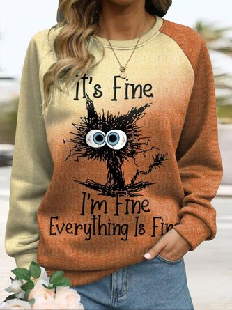Loose Casual Text Letters Crew Neck Sweatshirt