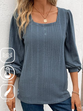 Buckle Knitted Casual Loose T-Shirt