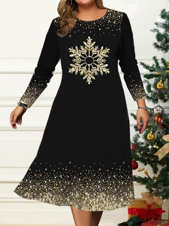 Plus Size Casual Loose Christmas Jersey Dress