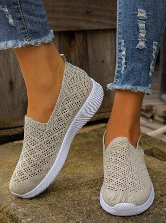 Breathable Hollow Out Slip On Flyknit Sneakers