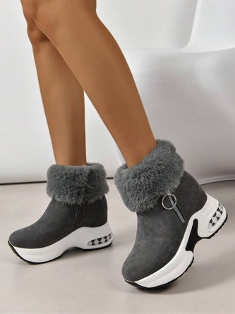 Casual Warmth Furry Chunky Shoes