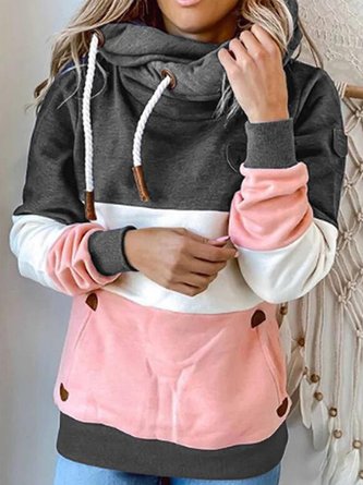 Color Block Sports Pocket Stitching Hoodie