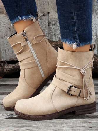 Casual Plain  Zipper Daily Flat Heel Faux Suede Rubber Chelsea Boots Chelsea Boots