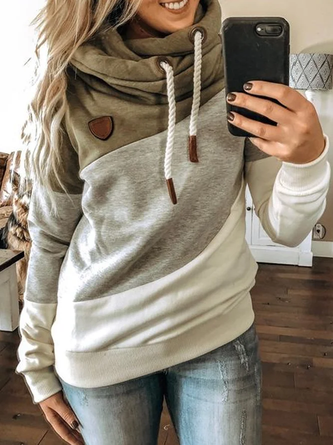 Knitted Contrast Stitching Loose Sports Hoodie