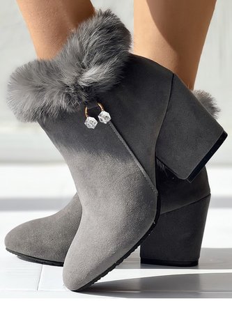 Casual Faux Suede Winter Plain Cotton-Padded Boots