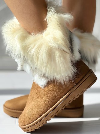Faux Suede Winter Casual Plain Cotton-Padded Boots