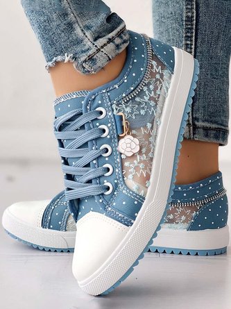 Casual Mesh Fabric Floral Casual Shoes