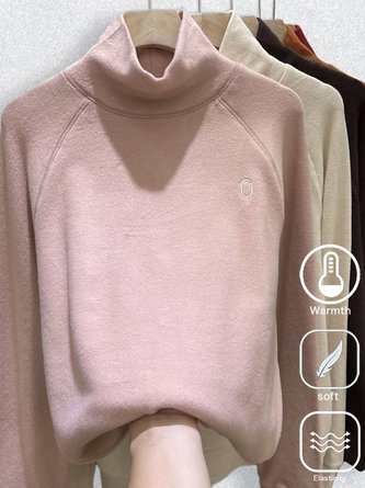 Knitted Plain Casual Loose T-Shirt