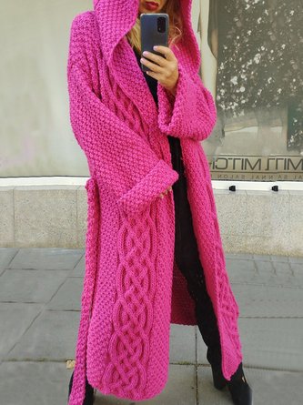 Oversize Zip Up Hooded Knit Cardigan
