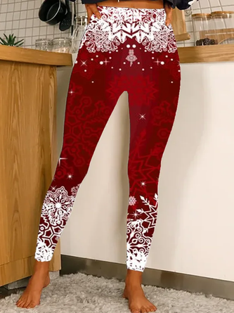Plus Size Jersey Casual Christmas Legging