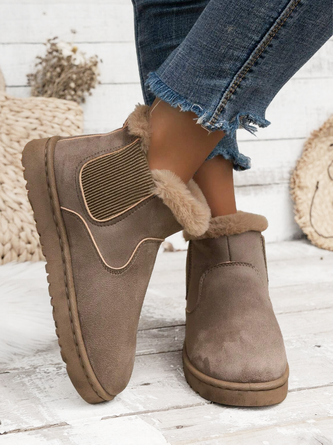 Casual Faux Suede Plain Cotton-Padded Boots