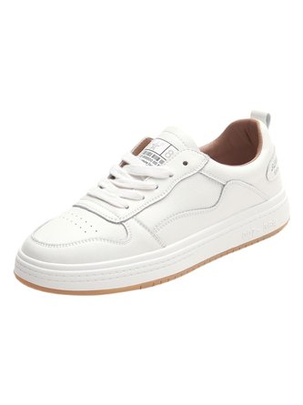 Casual Hollow Out Split Leather Lace-Up Skate Shoes
