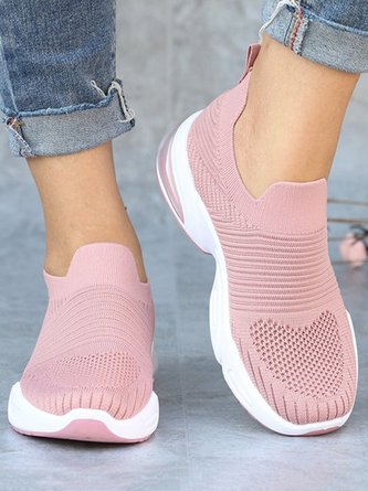 Women Breathable Mesh Fabric Slip On Sneakers