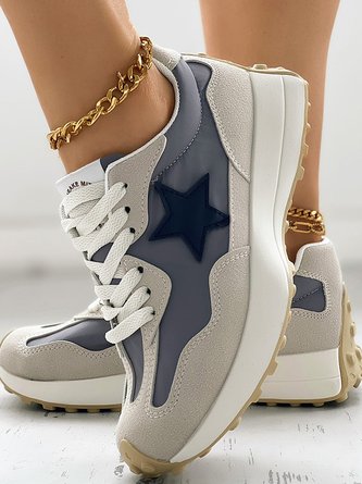 Color Block Casual Pu Chunky Trainers