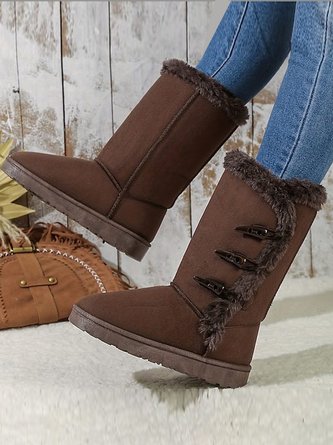 Casual Thick Bottom Plain Cotton-Padded Boots