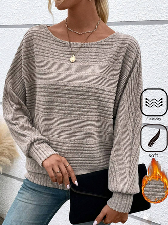 Loose Casual Plain Knitted Sweatshirt