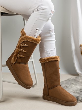 Casual Winter Button Furry Snow Boots