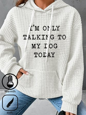 Cotton-Blend Casual Loose Text Letters Hoodie