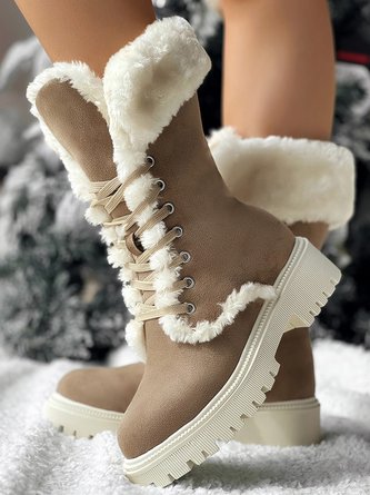 Plain Winter Cotton-Padded Boots