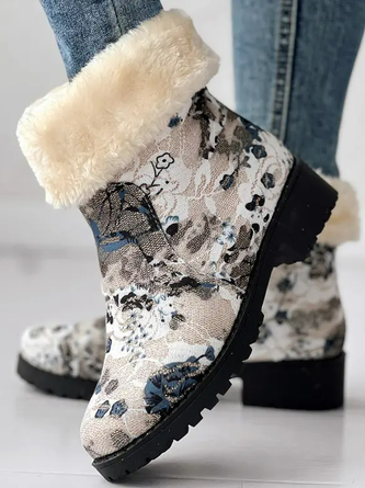 Chunky Heel Casual Winter Cotton-Padded Boots