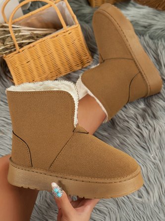 Faux Suede Winter Plain Cotton-Padded Boots