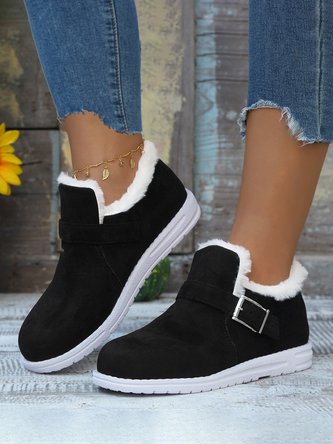 Winter Faux Suede Plain Casual Cotton-Padded Boots