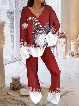 Christmas Crew Neck Casual Loose Two-Piece Set