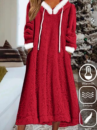 Hoodie Christmas Fluff/Granular Fleece Fabric Casual Dress
