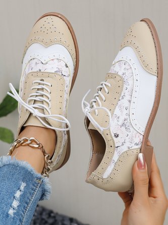 All Season Pu Floral Shallow Shoes | zolucky