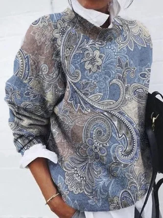 Duberess Women Casual Loose Ethnic Floral Hoodies India-986921