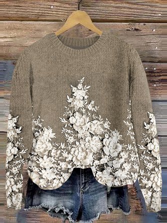Elegant Round-Neck Embroidered Sweater main image 0