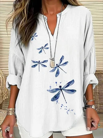 Round Neck Satin  Blouse, Sleeveless Dragonfly main image 0