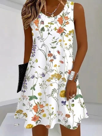 Floral Regular Fit Casual Crew Neck Dress No
