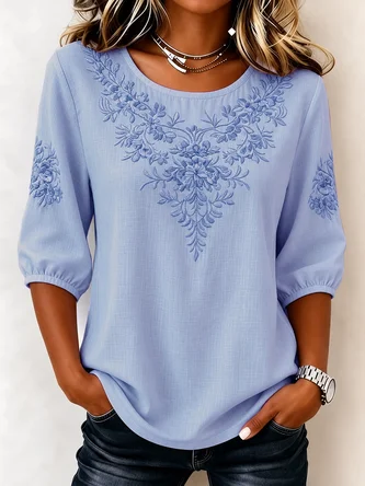 Elegant Crew Neck Blouse